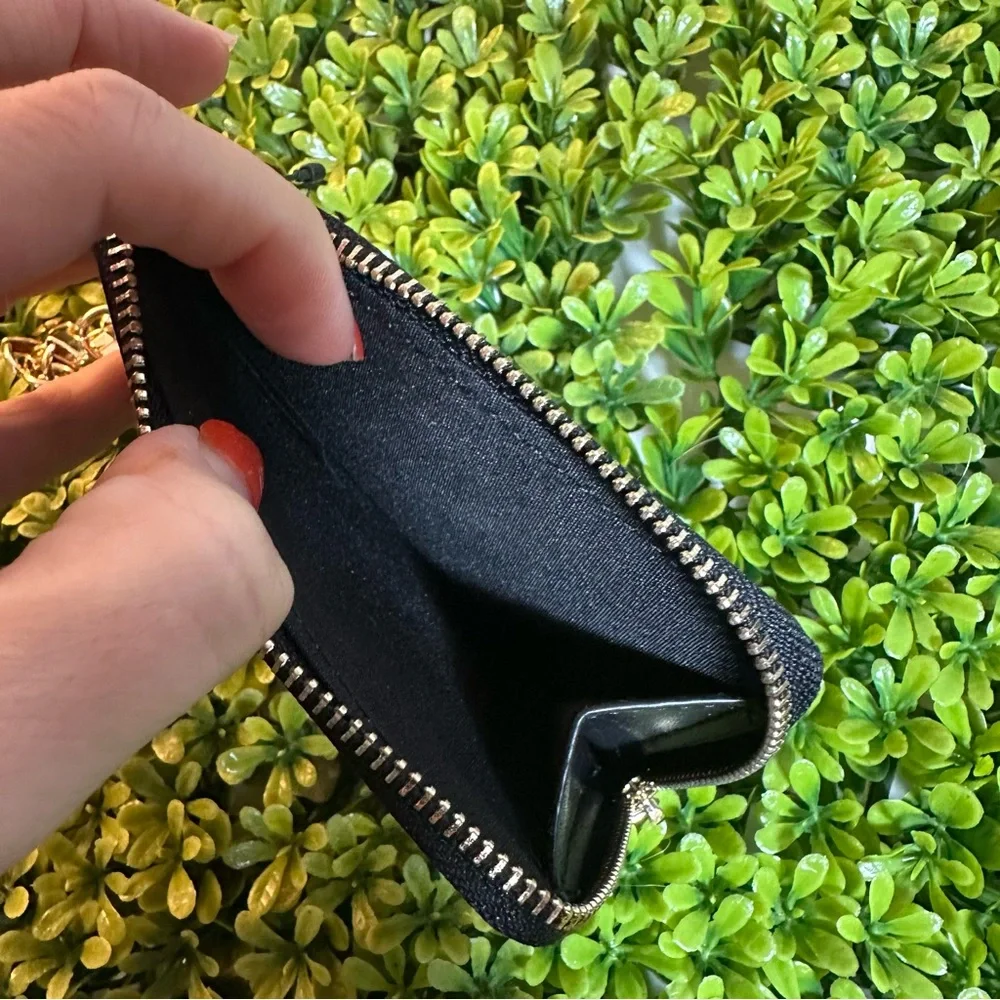 NWOT Nanette Lepore Floral Black Wallet with Gold Colored Trim and Wrist Chain - Picture 7 of 9